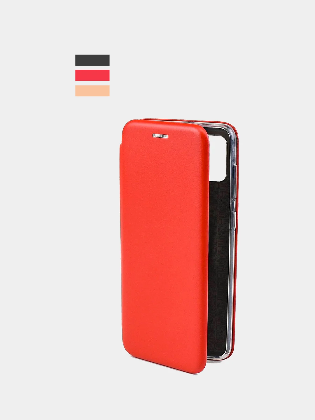 Чехол книжка для Samsung A02S, черный, красный, золотой