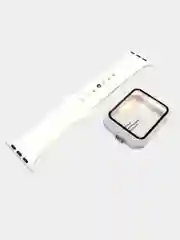 Белый ремешок, бампер и стекло Apple Watch Classic 38 40 42 44 mm Series 1, 2, 3, 4, 5, 6, SE
