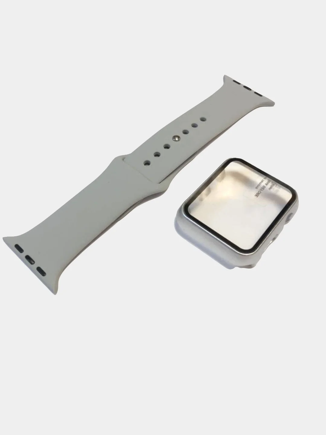 Серый ремешок, бампер и стекло Apple Watch Classic 38 40 42 44 mm Series 1, 2, 3, 4, 5, 6, SE