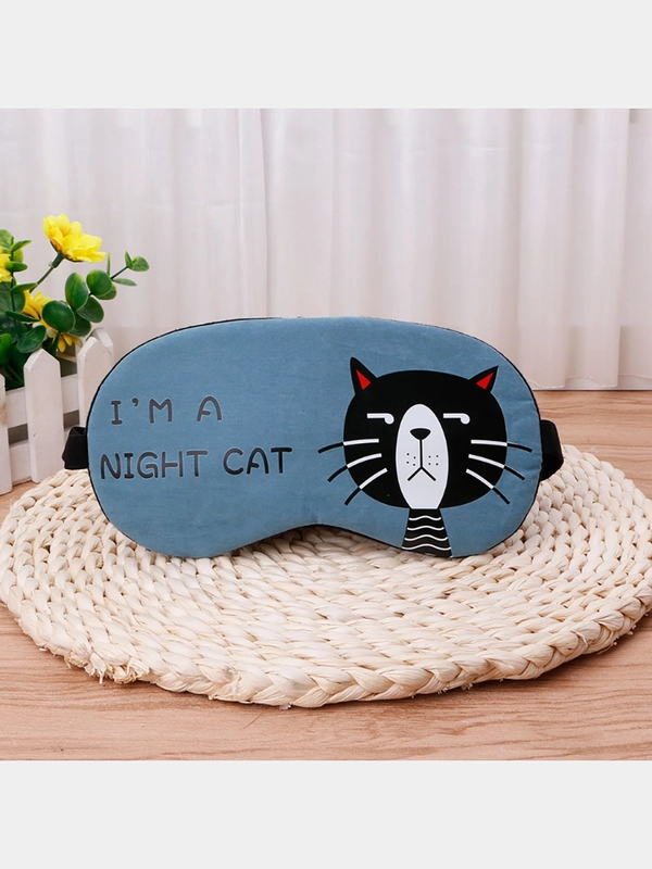 Маска для сна I am a night cat, синяя