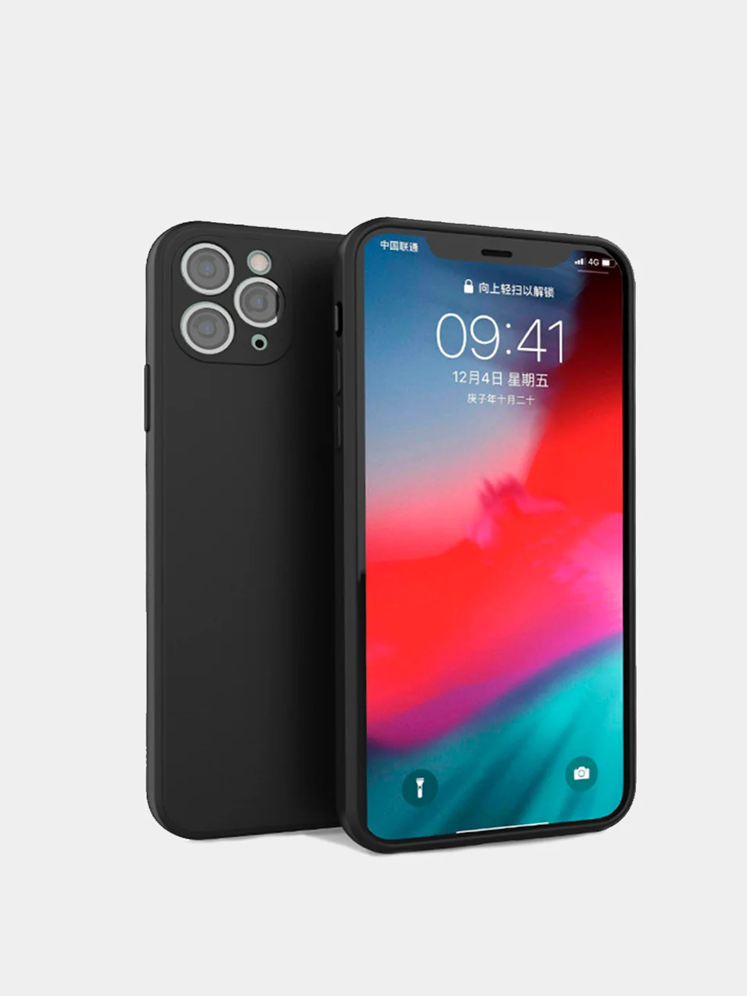 Черный чехол силиконовый с защитой камеры для Apple iPhone 12 Pro Max с бархатной подкладкой