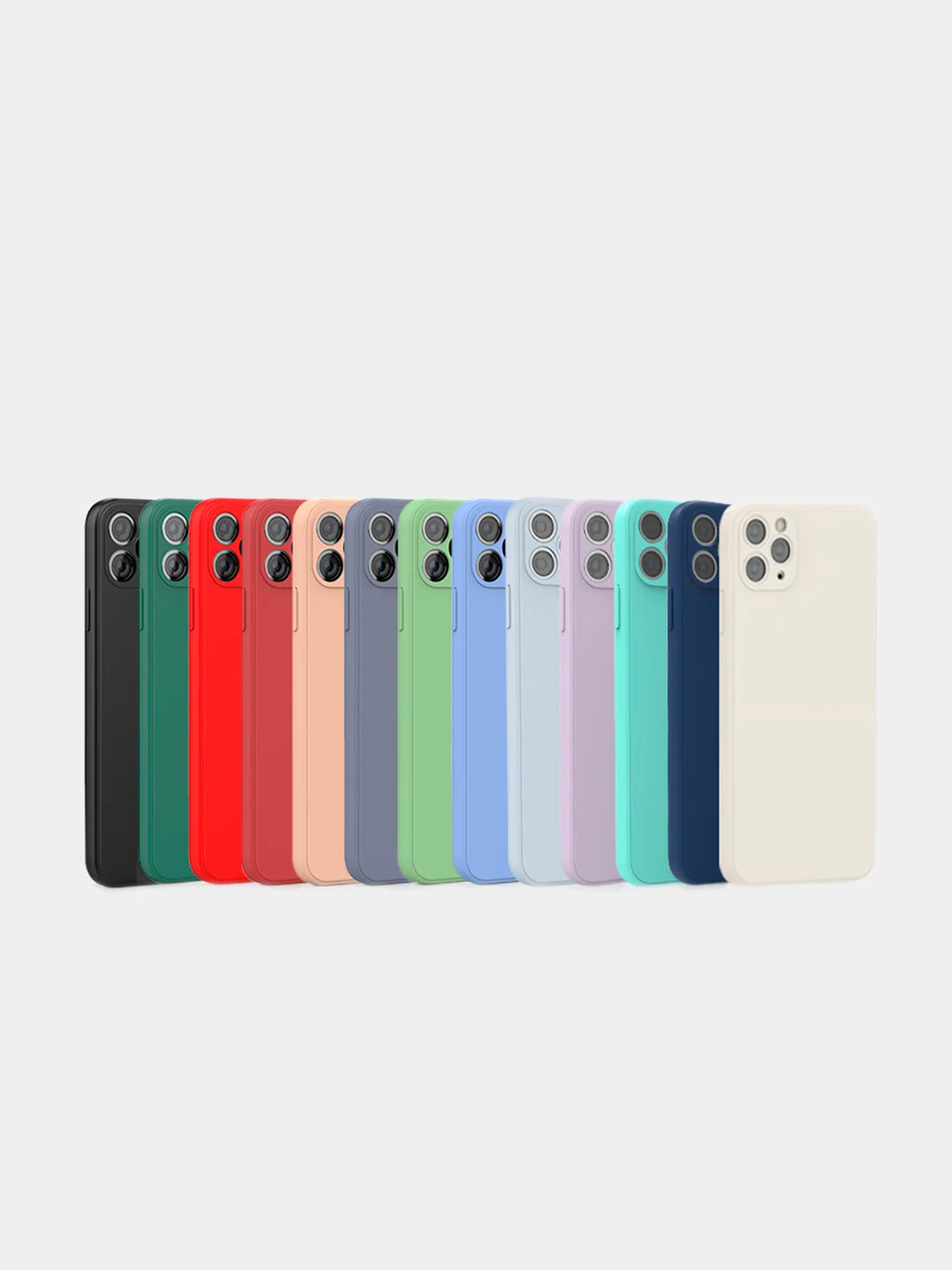 Серый меланж чехол силиконовый с защитой камеры для Apple iPhone 12 Pro Max с бархатной подкладкой