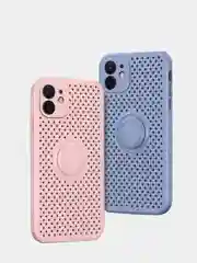 Чехол iPhone XR, 11, 12 Mini, 12 Pro Max из жидкого силикона, магнитным кольцом и шнурком