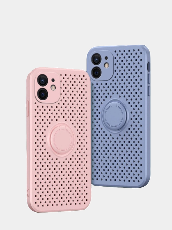 Чехол iPhone XR, 11, 12 Mini, 12 Pro Max из жидкого силикона, магнитным кольцом и шнурком