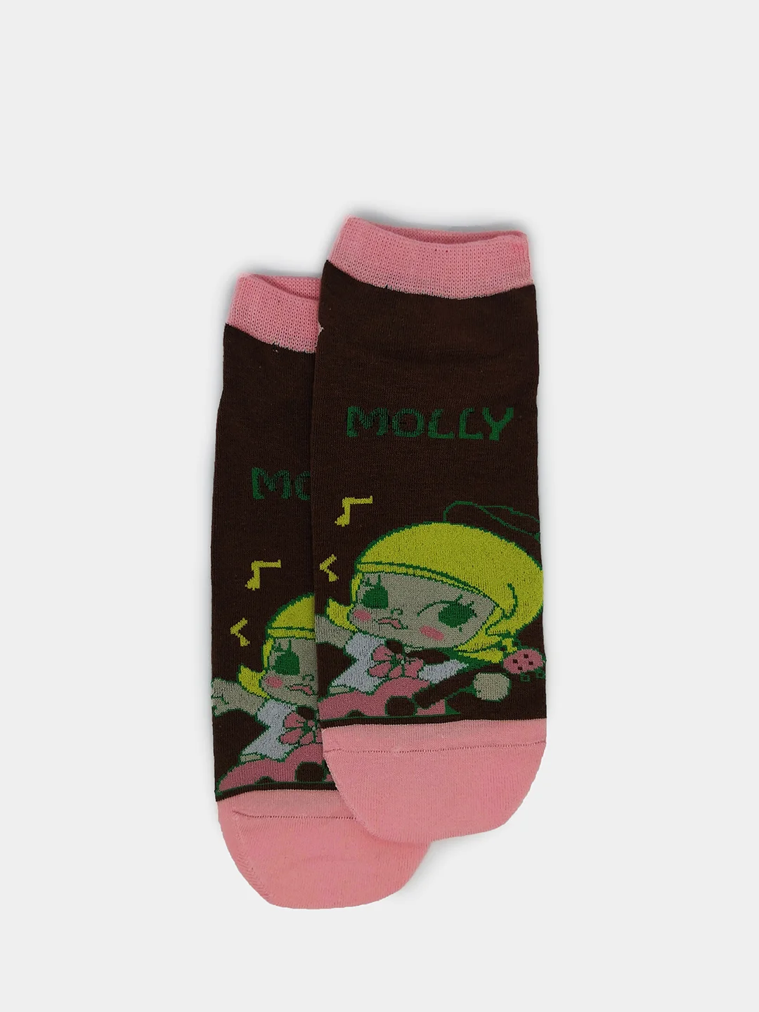Коричневый носки с принтом девочка Molly, укороченная посадка