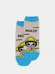 Бежевый носки с принтом девочка Molly, укороченная посадка