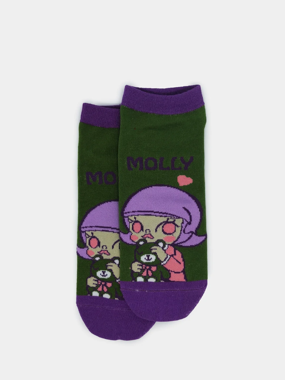 Лесной зеленый носки с принтом девочка Molly, укороченная посадка