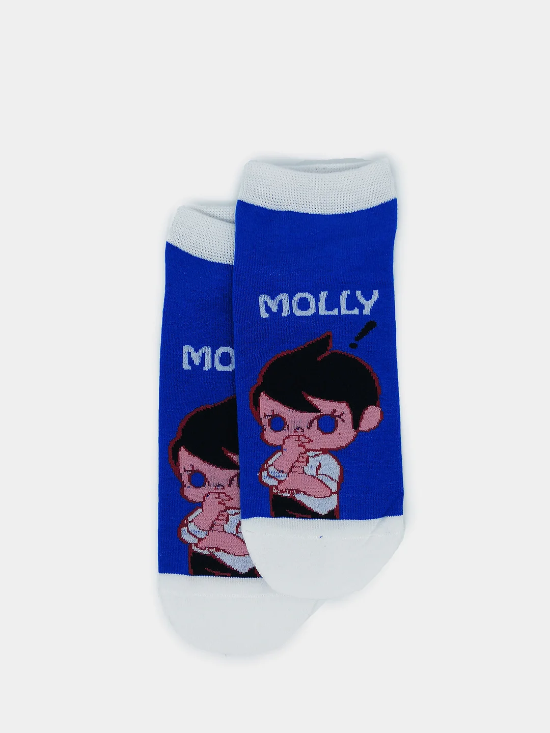 Синий носки с принтом девочка Molly, укороченная посадка