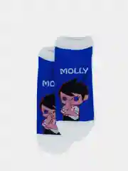 Синий носки с принтом девочка Molly, укороченная посадка