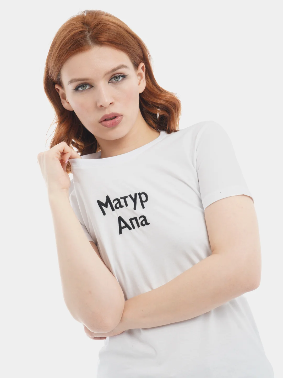 Женская футболка с вышивкой 100% хлопок