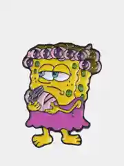 Фуксия значок-брошь Sponge Bob (Губка Боб), металлический