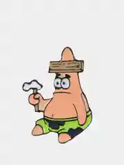 Коричневый значок-брошь Sponge Bob (Губка Боб), металлический