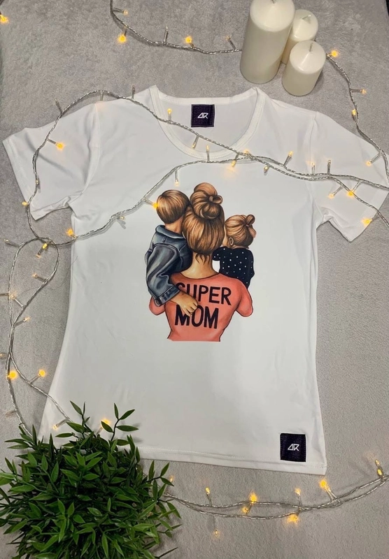 Футболка белая женская "Super mom"