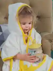 Халатик пончо Зайки лимонные крем, 3-5 лет