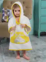 Халатик пончо Зайки лимонные крем, 3-5 лет