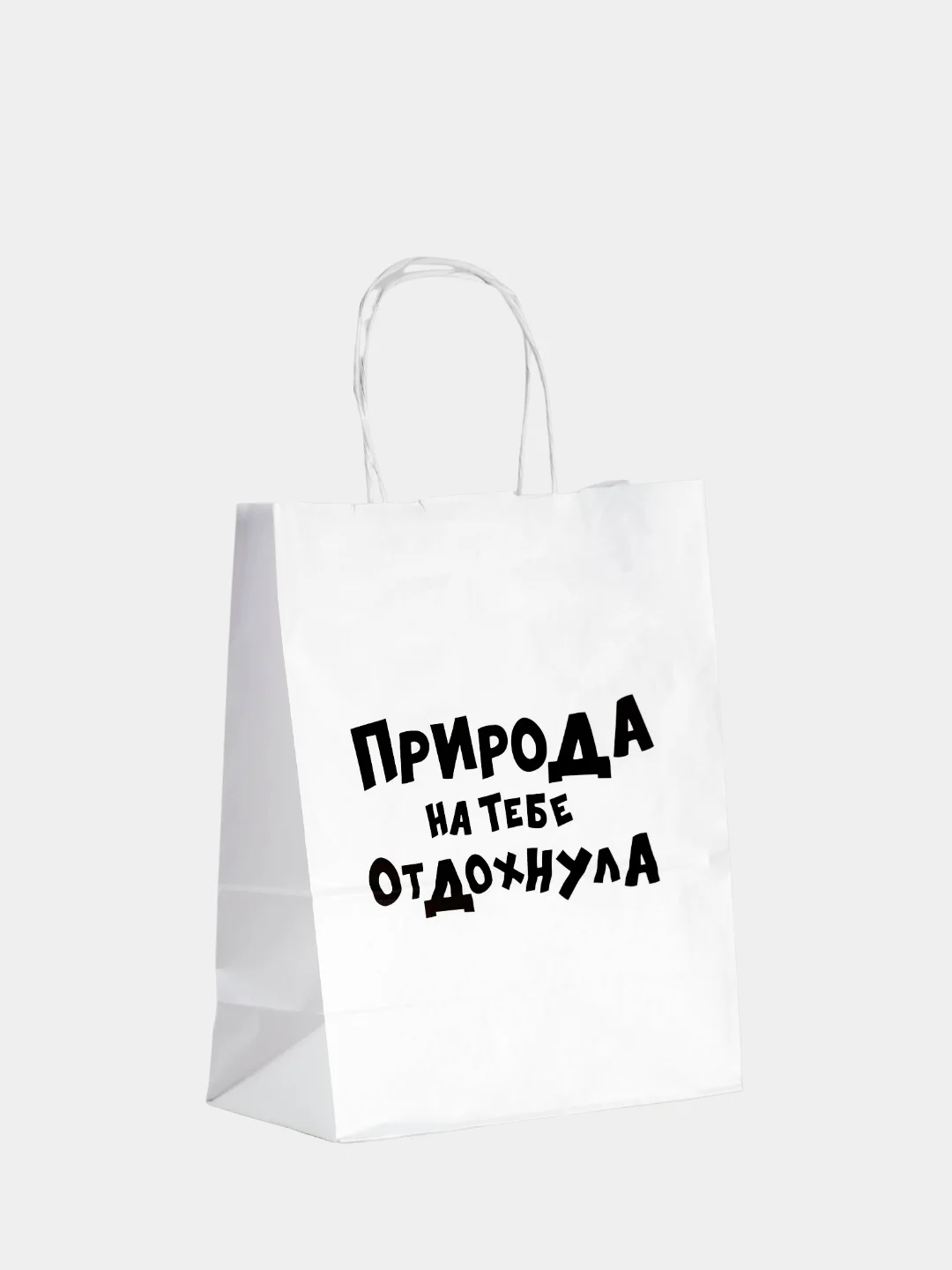 Пакет подарочный с надписью "Природа на тебе отдохнула", 24 х 14 х 30 см