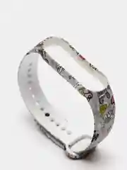 Серебряный силиконовый ремешок для Xiaomi mi band 5 и 6 фитнес браслет с принтом