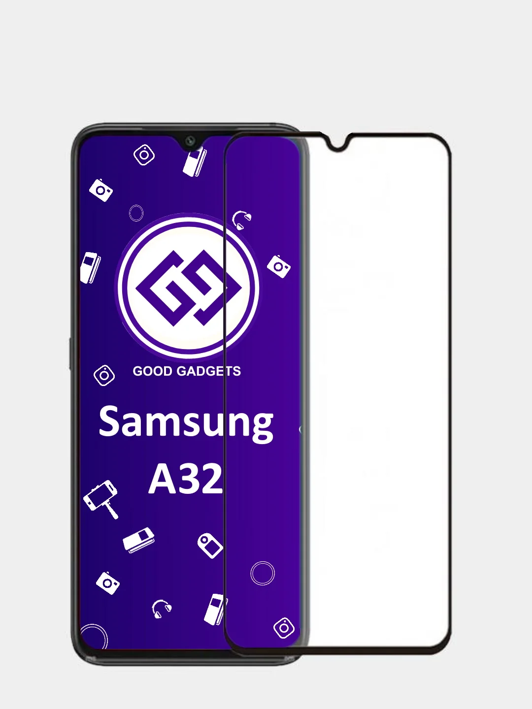 Защитное стекло для Samsung Galaxy A02s, A12, A32 4G, A52 с черной рамкой, 9D