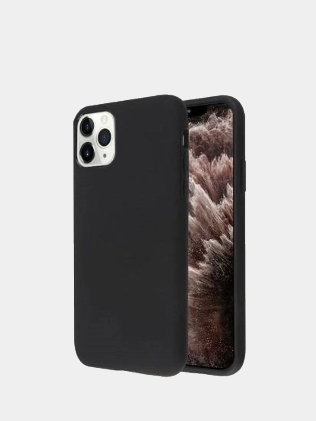 Силиконовый чёрный матовый чехол для iPhone 11 Pro Max, 12 Pro Max, 13 Pro Max, 14 Plus