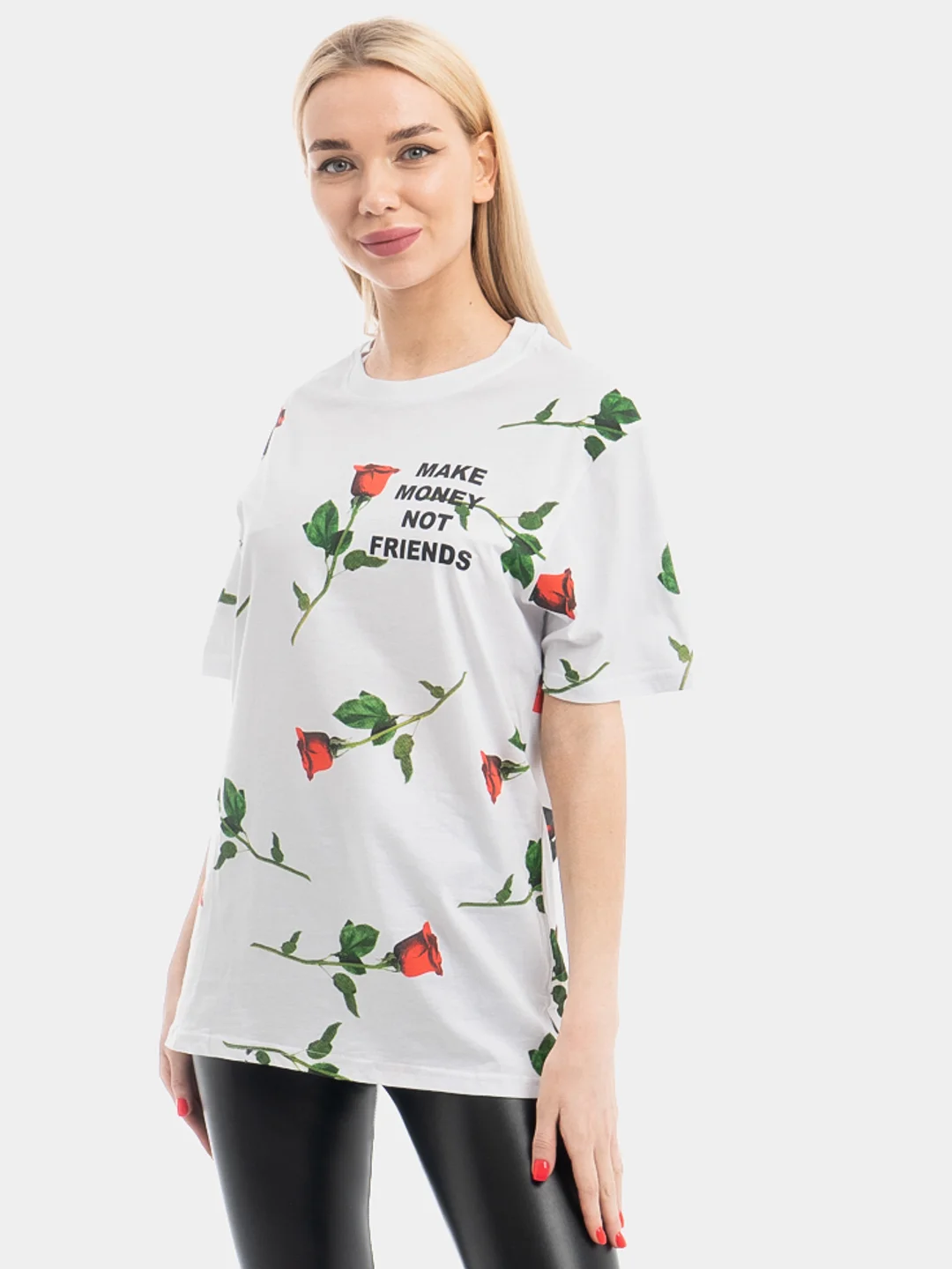 Белый футболка MAKE MONEY NOT FRIENDS 21 Белый