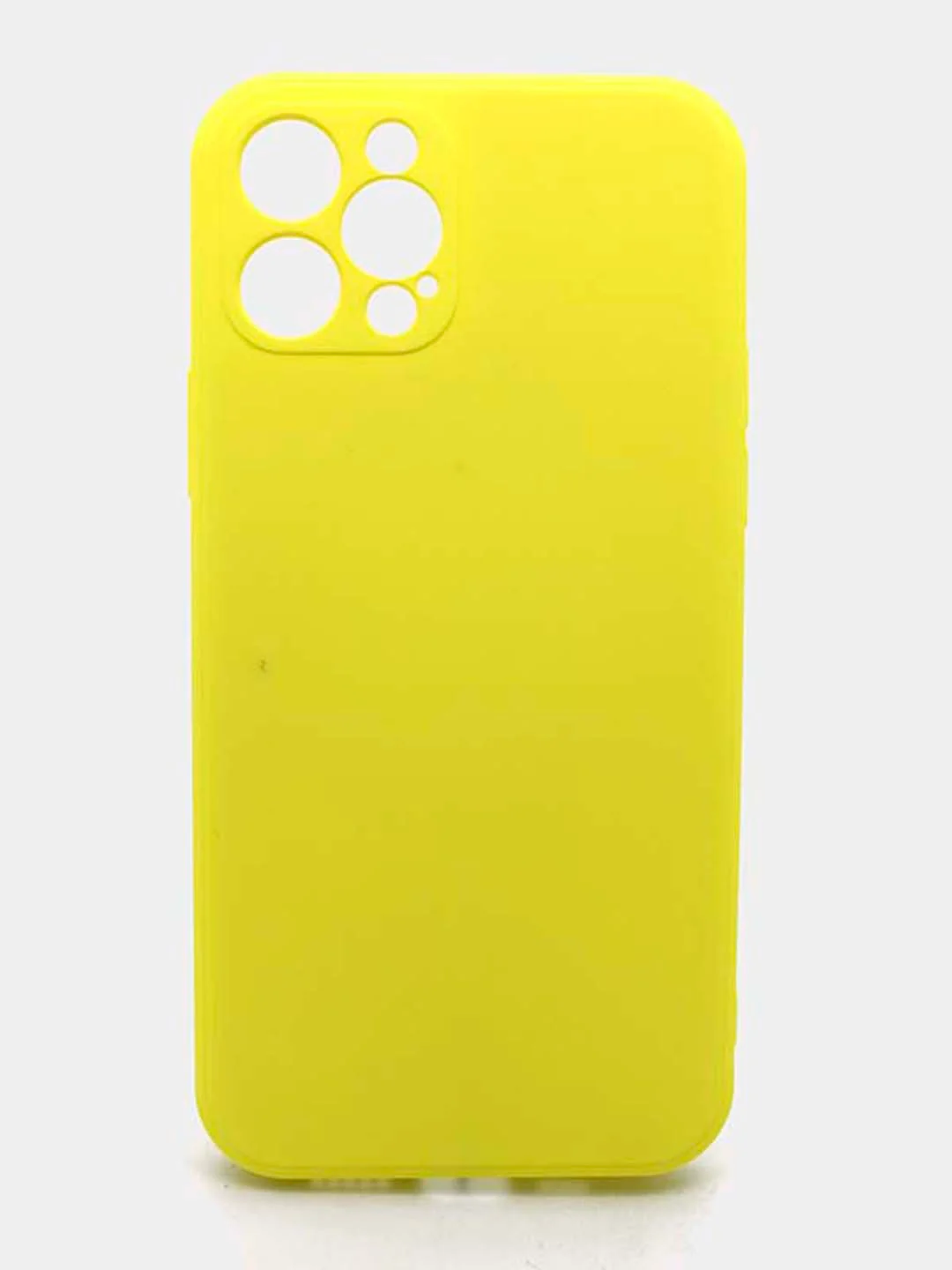 Желтый чехол силиконовый с микрофиброй и защитой камеры для Apple Iphone 12 Pro (айфон)