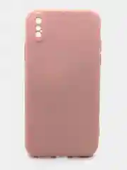 Бежевый чехол силиконовый с микрофиброй и защитой камеры для Apple Iphone X, Iphone XS (айфон)