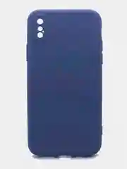 Синий меланж чехол силиконовый с микрофиброй и защитой камеры для Apple Iphone X, Iphone XS (айфон)