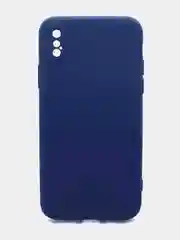 Темно-синий чехол силиконовый с микрофиброй и защитой камеры для Apple Iphone X, Iphone XS (айфон)