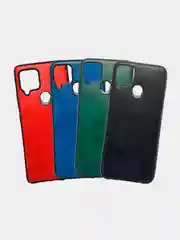 Зеленый силиконовый чехол накладка для Realme C15 с текстурой кожи (под кожу)