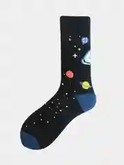 Темно-синий яркие цветные носки с изображением космос, космонавт