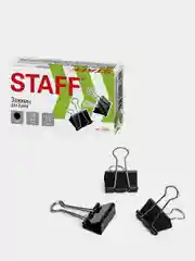 Зажимы для бумаг STAFF EVERYDAY, КОМПЛЕКТ 12 шт, 25 мм, на 100 листов, черные,, 224607