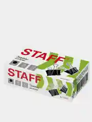 Зажимы для бумаг STAFF EVERYDAY, КОМПЛЕКТ 12 шт, 25 мм, на 100 листов, черные,, 224607