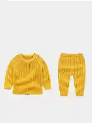 Желтый детский вязаный комплект, детская кофта + штаны
