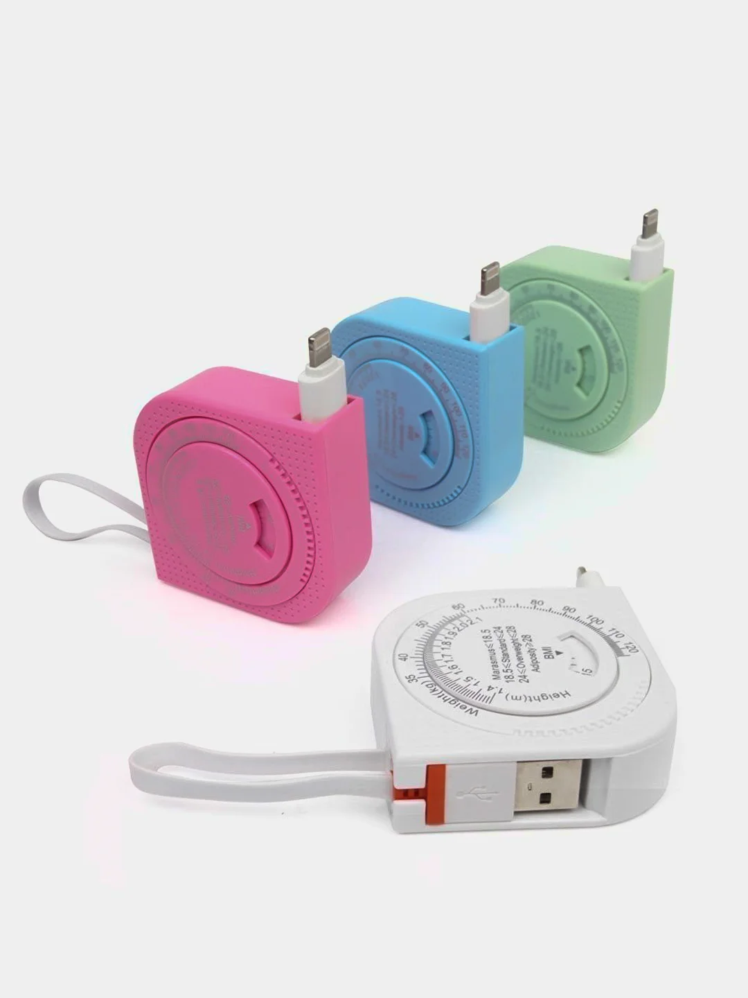 Кабель Micro USB + Lightning 3 в 1 рулетка (измерительная лента), 1 м