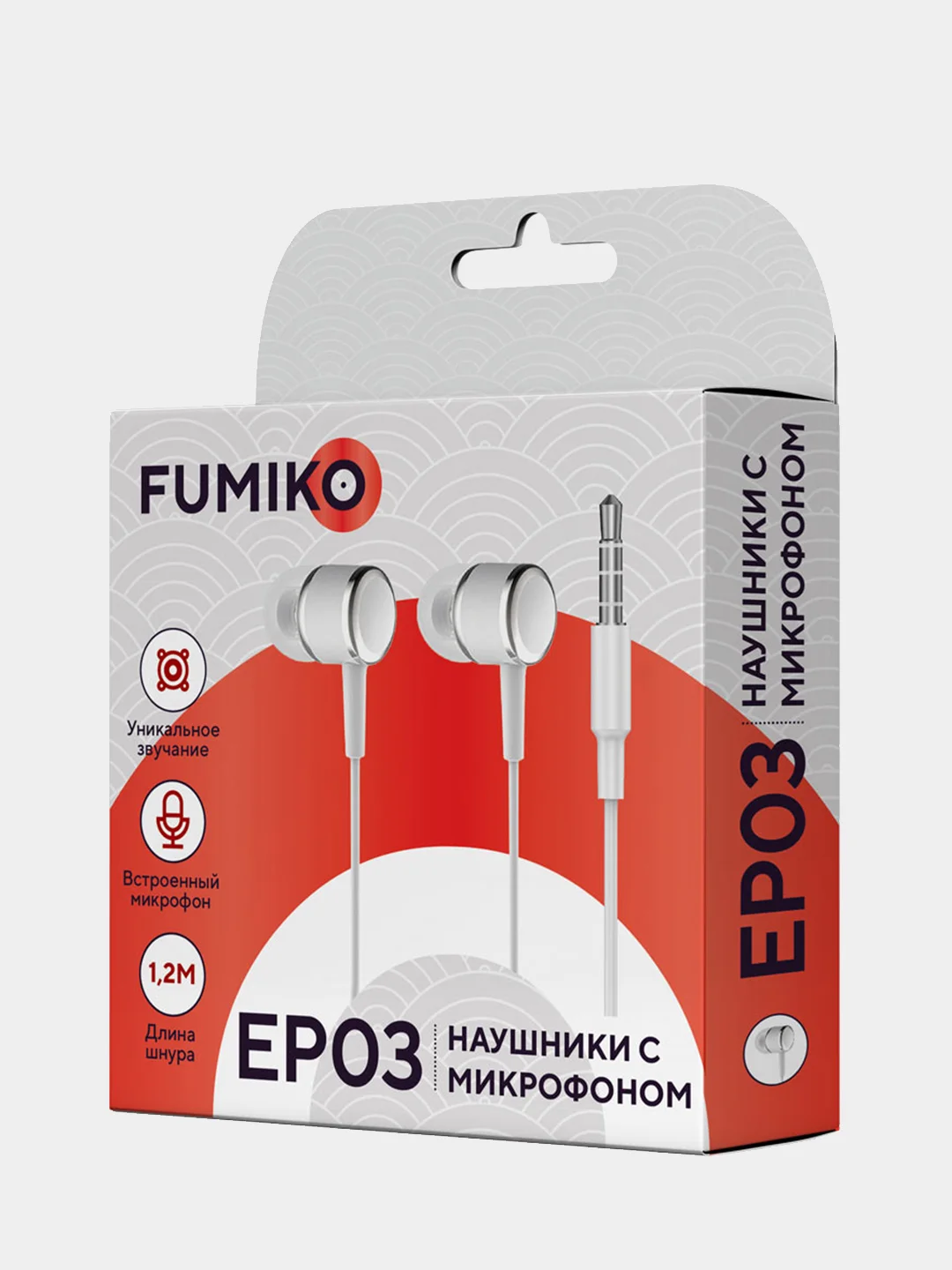 Белый наушники вакуумные Fumiko EP03, с микрофоном