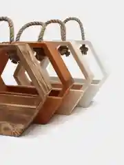 Белый ящик шестигранник Соты большой, подарочный из дерева