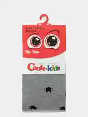 Серый колготки из хлопка с рисунком "Кошечки", от 1 года, Conte-kids Tip-Top