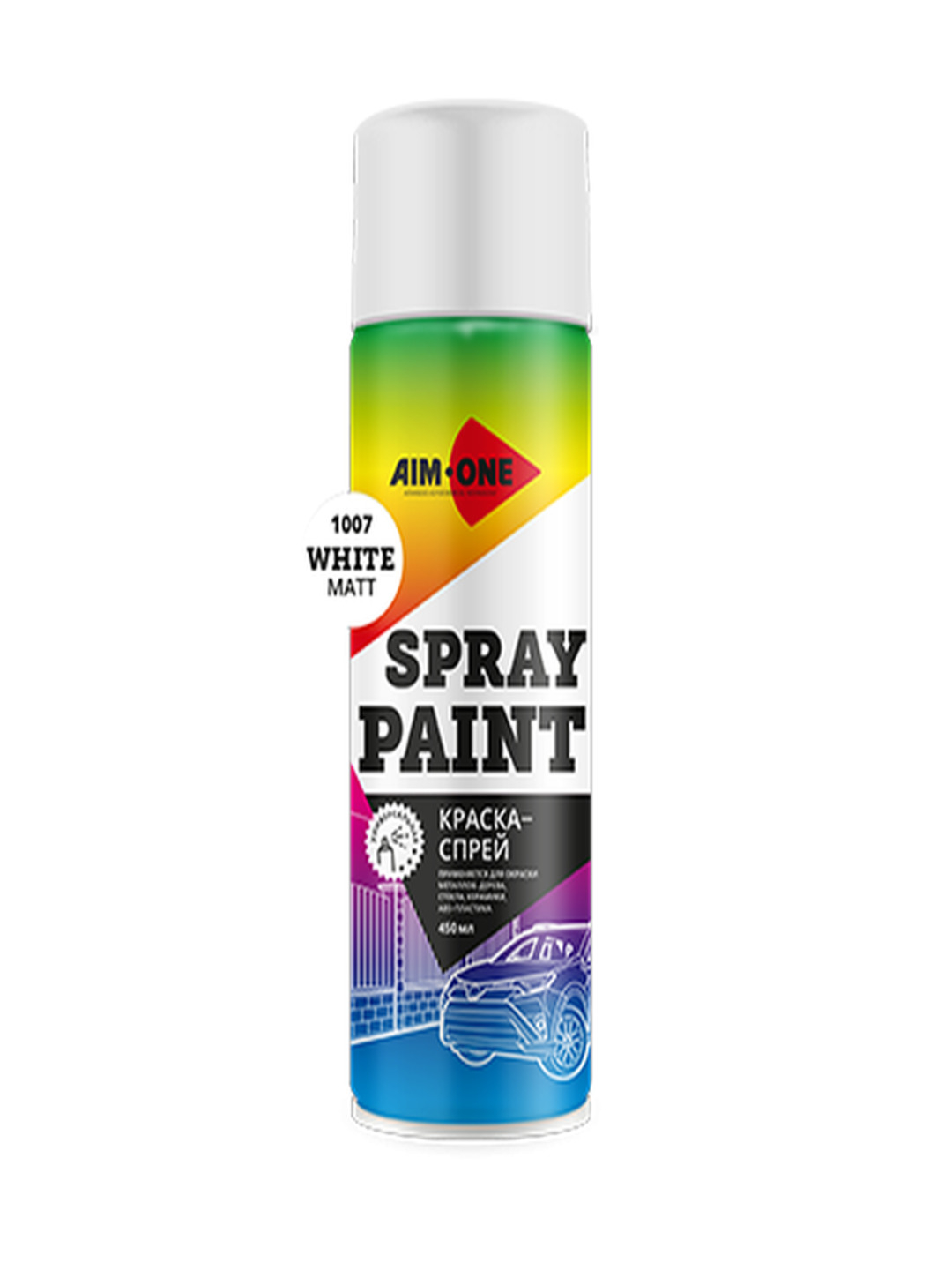 Краска-спрей белая матовая AIM-ONE SP-MW1007 Spray paint white matt 450ml  купить по цене 270 ₽ в интернет-магазине KazanExpress