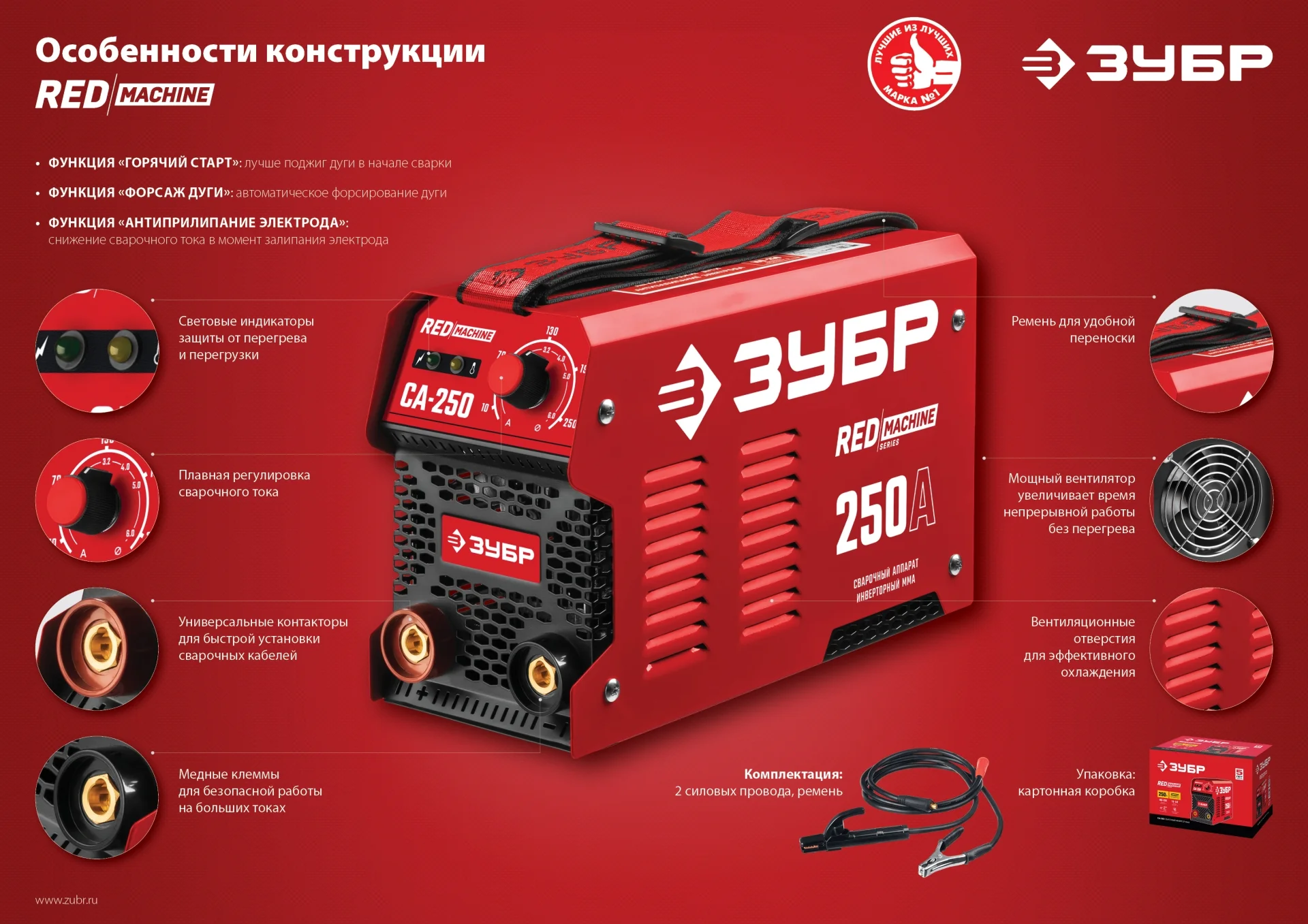 Сварочный аппарат инверторный ЗУБР СА-250, 250 А