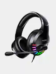 Черный игровые проводные наушники с микрофоном и RGB-подсветкой