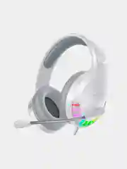 Белый игровые проводные наушники с микрофоном и RGB-подсветкой
