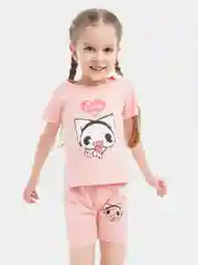 Розовый хлопковые детские костюмы: фуболка и шорты