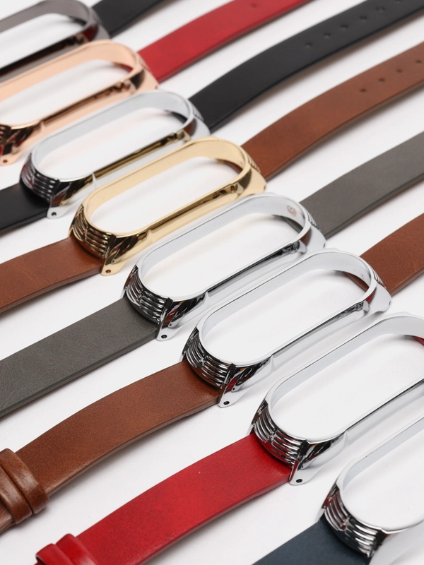 Ремешок для Xiaomi Mi band 3, 4, 5, 6 кожаный, для фитнес браслета