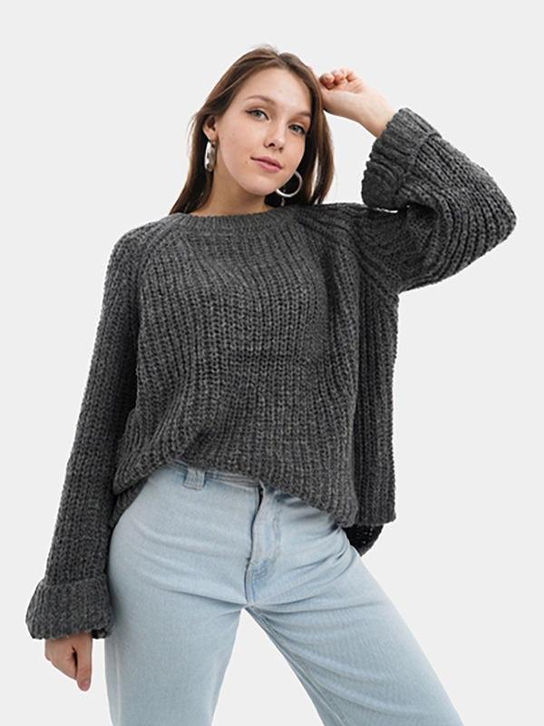 Свитер вязаный оверсайз крупной вязки Knit