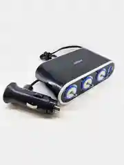Разветвитель прикуривателя на 3 гнезда с тумблерами, выключателями + USB