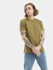 Оливковый мужская футболка из хлопка