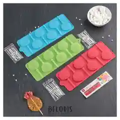 Форма для леденцов и мороженого Морозко, 249,41,5 см, 6 ячеек (4х4 см), с палочками