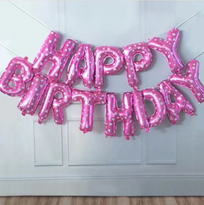 Фуксия воздушные шары "Happy Birthday". Фольгированный