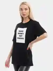 Черный футболка Make money not friends 21, черный цвет