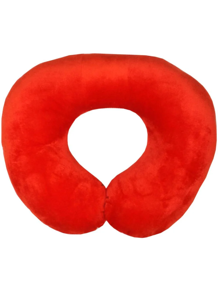 Красный подушка дорожная MATEX "BAGEL",  для поддержки головы и шеи, мех, 37 х 35 х 9 см